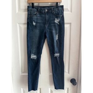 Just USA Dark Wash Distressed Ripped Skinny Jeans Denim Size 29